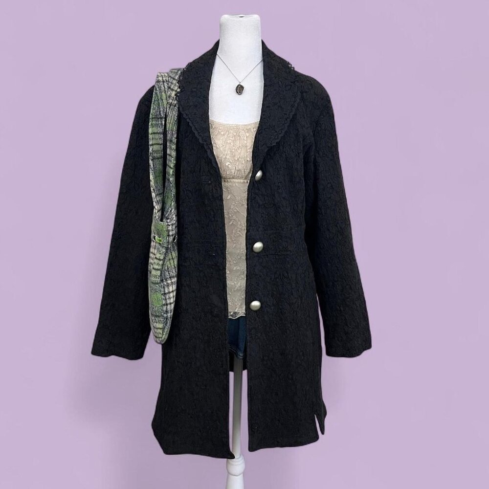vintage 90s black brocade goth grunge whimsygoth emo alt jacket